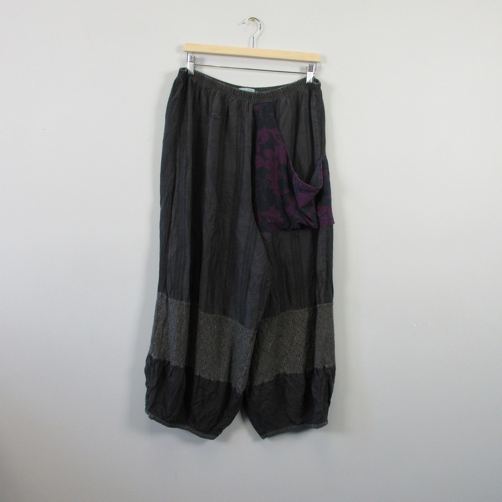 Blue Fish Balloon Leg Harem Pants Women II XL XXL Gray Linen Rayon Lagenlook 394